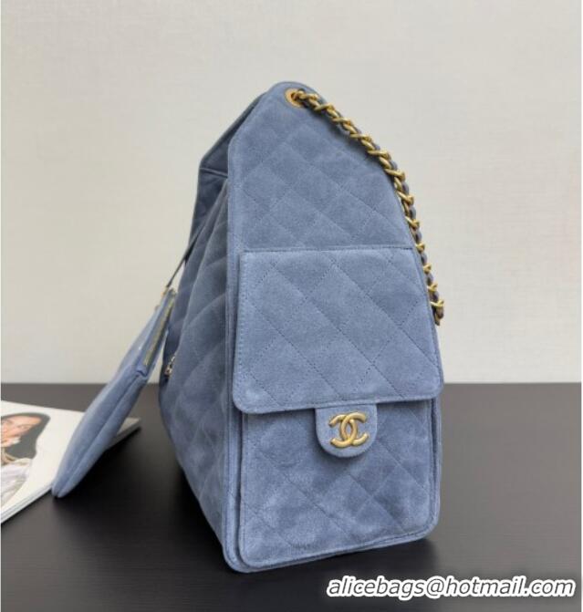 Modern Classic Chanel 25 Suede Medium Hobo Handbag AS5311 Blue 2025