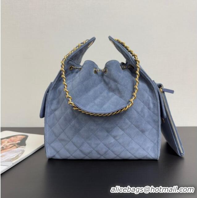 Modern Classic Chanel 25 Suede Medium Hobo Handbag AS5311 Blue 2025
