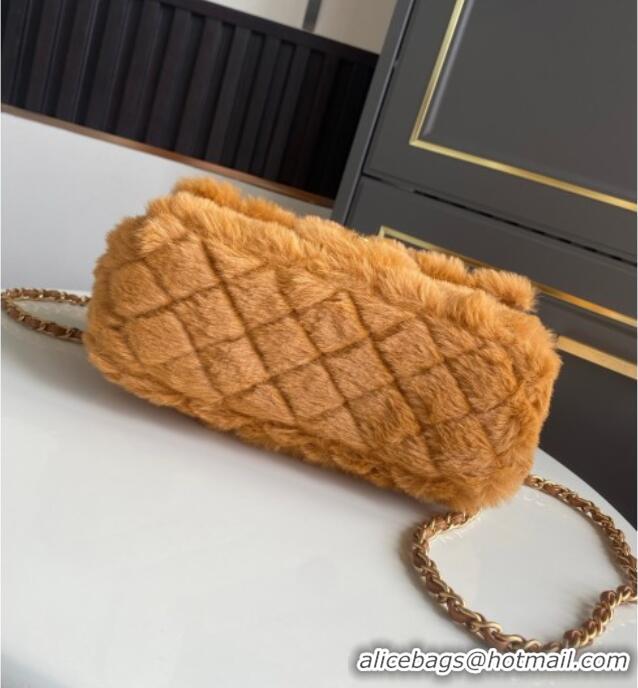 Promotional Chanel Rabbit Fur Mini Classic Handbag With Top Handle AS2431 Brown 2025