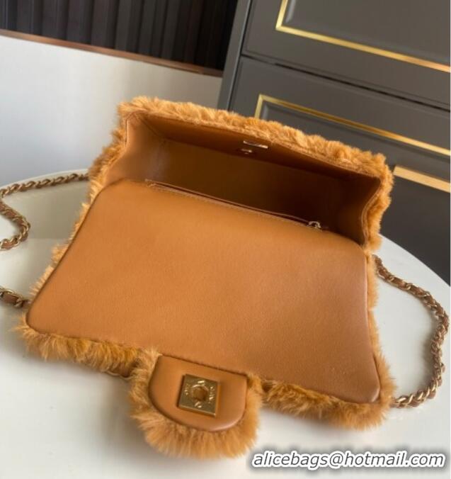 Promotional Chanel Rabbit Fur Mini Classic Handbag With Top Handle AS2431 Brown 2025