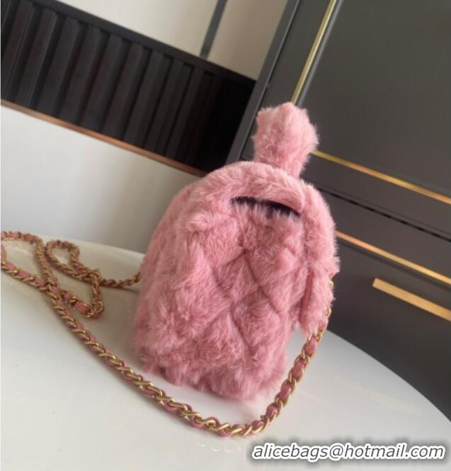 High Quality Chanel Rabbit Fur Mini Classic Handbag With Top Handle AS2431 Pink 2025