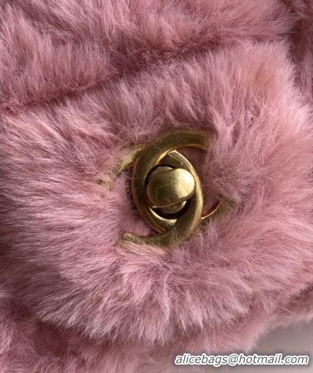 High Quality Chanel Rabbit Fur Mini Classic Handbag With Top Handle AS2431 Pink 2025