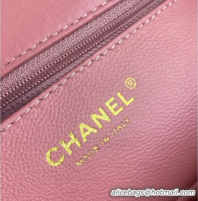 High Quality Chanel Rabbit Fur Mini Classic Handbag With Top Handle AS2431 Pink 2025