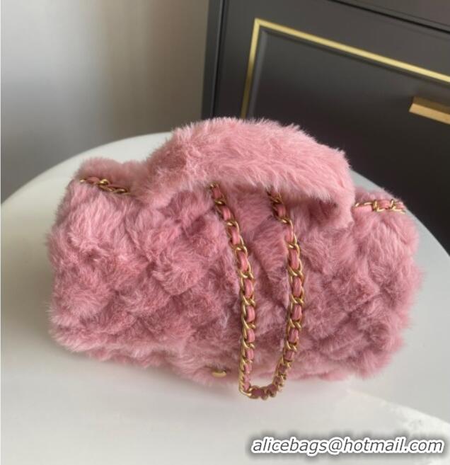 High Quality Chanel Rabbit Fur Mini Classic Handbag With Top Handle AS2431 Pink 2025