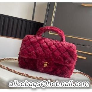 Market Sells Chanel Rabbit Fur Mini Classic Handbag With Top Handle AS2431 Red 2025