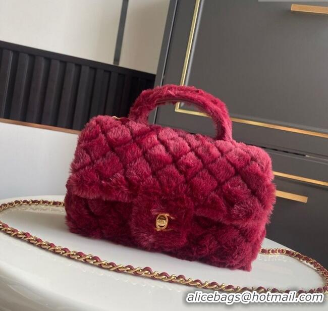Market Sells Chanel Rabbit Fur Mini Classic Handbag With Top Handle AS2431 Red 2025