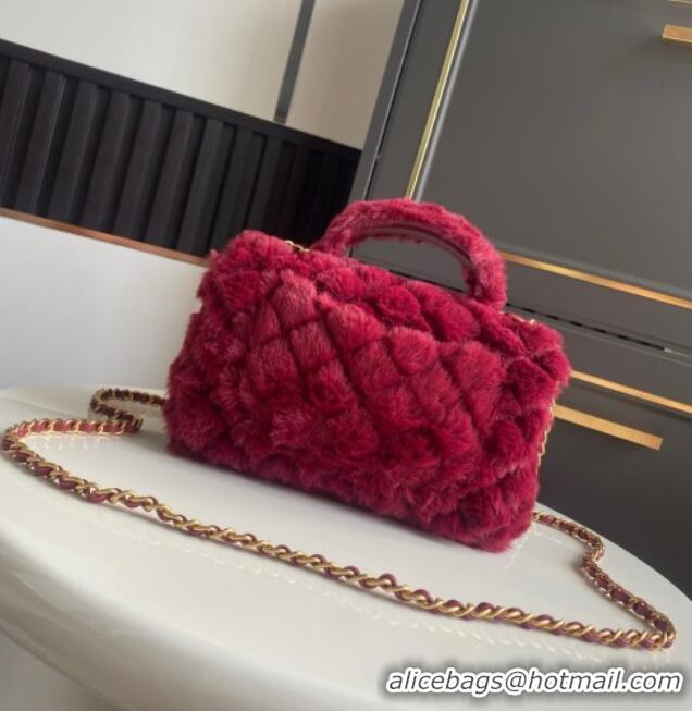 Market Sells Chanel Rabbit Fur Mini Classic Handbag With Top Handle AS2431 Red 2025
