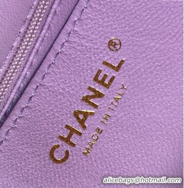 New Fashion Chanel Rabbit Fur Mini Classic Handbag With Top Handle AS2431 Purple 2025