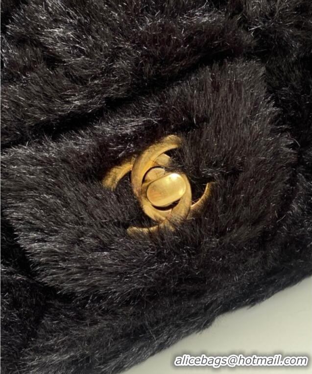 Best Product Chanel Rabbit Fur Mini Classic Handbag With Top Handle AS2431 Black 2025