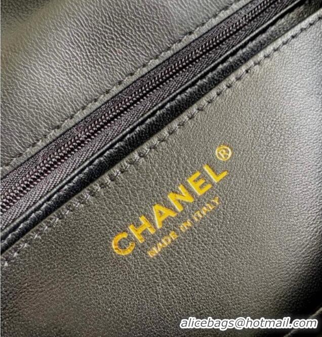 Best Product Chanel Rabbit Fur Mini Classic Handbag With Top Handle AS2431 Black 2025