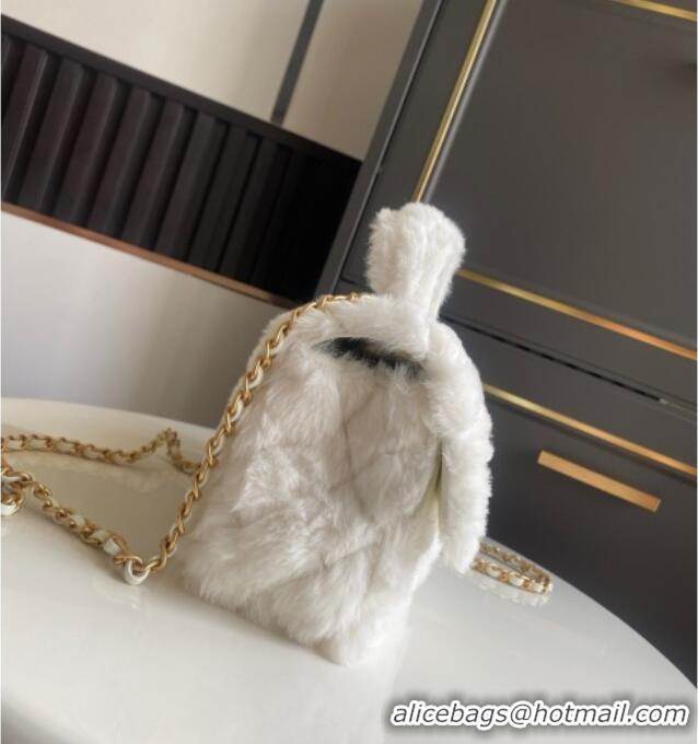 Luxury Cheap Chanel Rabbit Fur Mini Classic Handbag With Top Handle AS2431 White 2025