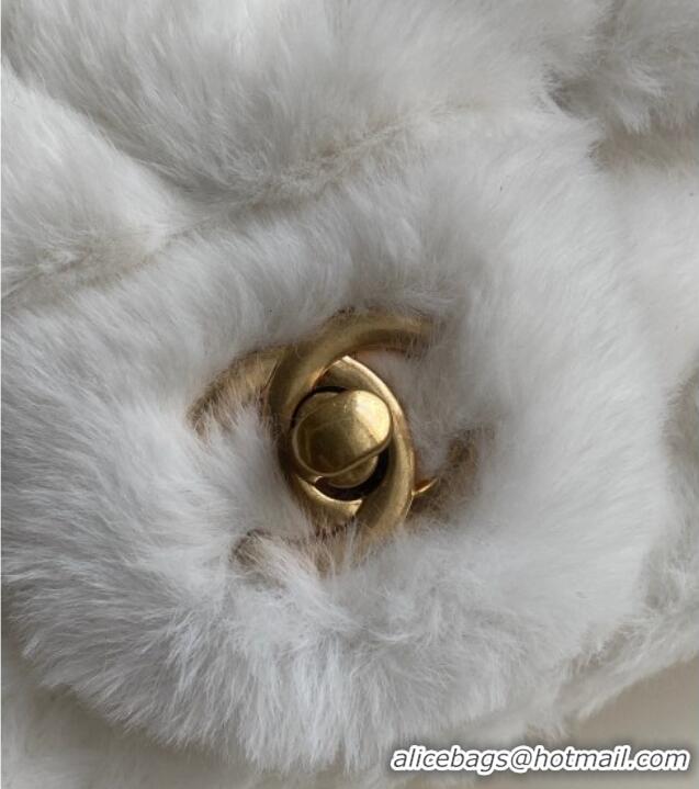 Luxury Cheap Chanel Rabbit Fur Mini Classic Handbag With Top Handle AS2431 White 2025