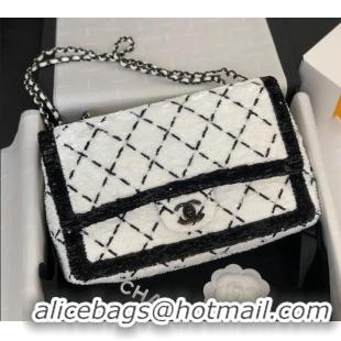 New Release Creation Chanel Sequins Large Flap Bag AS4063 Black/White 2025