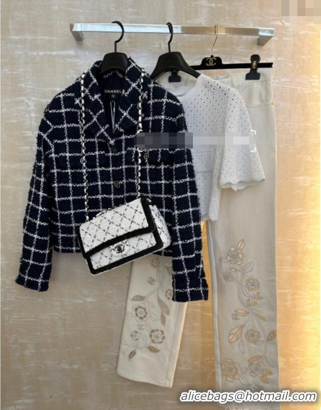 New Release Creation Chanel Sequins Large Flap Bag AS4063 Black/White 2025