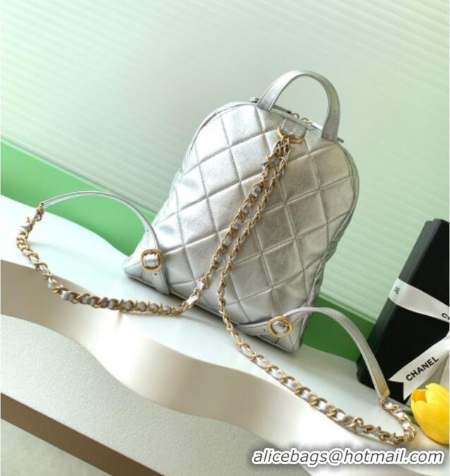 Top Design Chanel Calfskin Leather Backpack Bag AS5793 Silver 2025