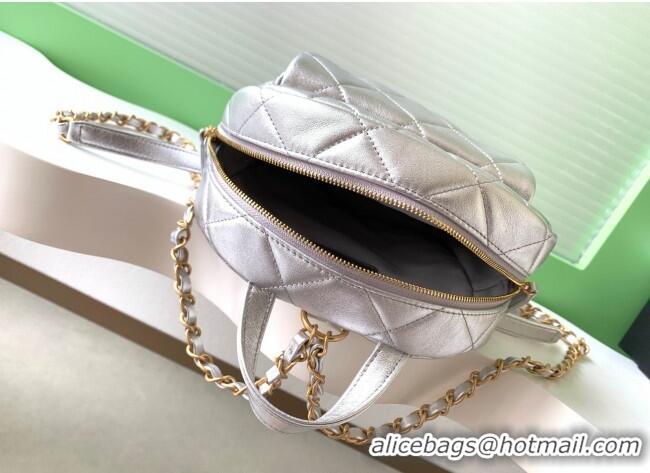 Top Design Chanel Calfskin Leather Backpack Bag AS5793 Silver 2025