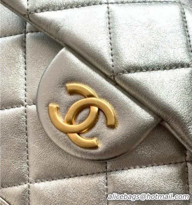 Top Design Chanel Calfskin Leather Backpack Bag AS5793 Silver 2025