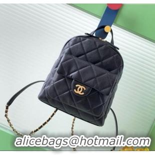 Top Grade Chanel Calfskin Leather Backpack Bag AS5793 Black 2025