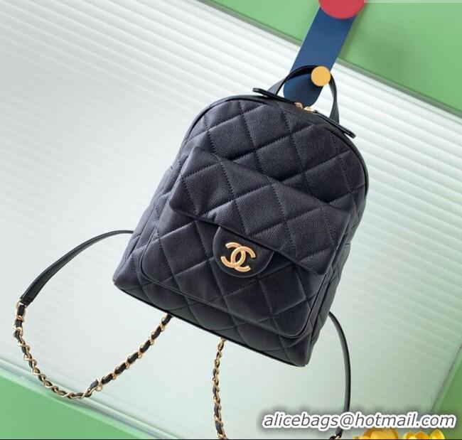 Top Grade Chanel Calfskin Leather Backpack Bag AS5793 Black 2025
