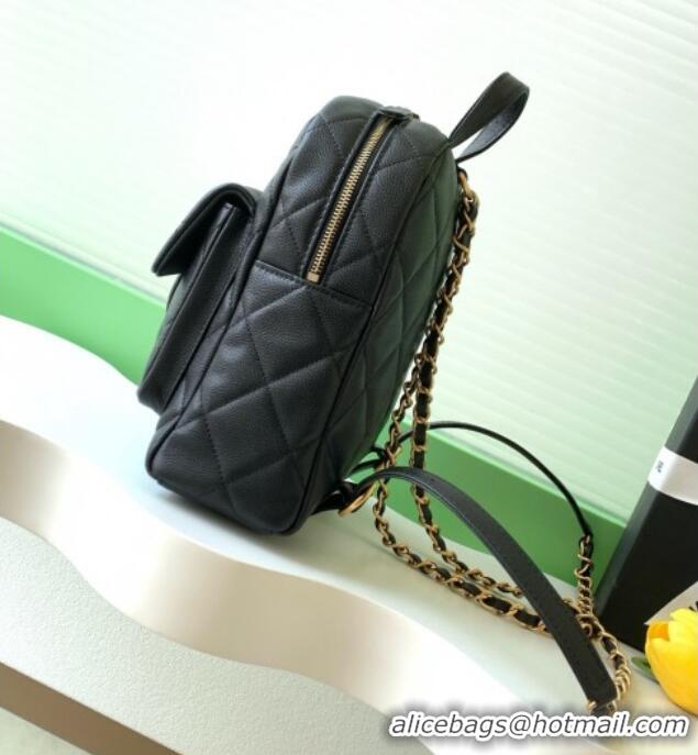 Top Grade Chanel Calfskin Leather Backpack Bag AS5793 Black 2025
