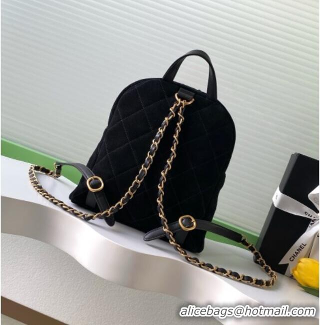 Buy New Cheap Chanel Suede Backpack Bag AS5793 Black 2025