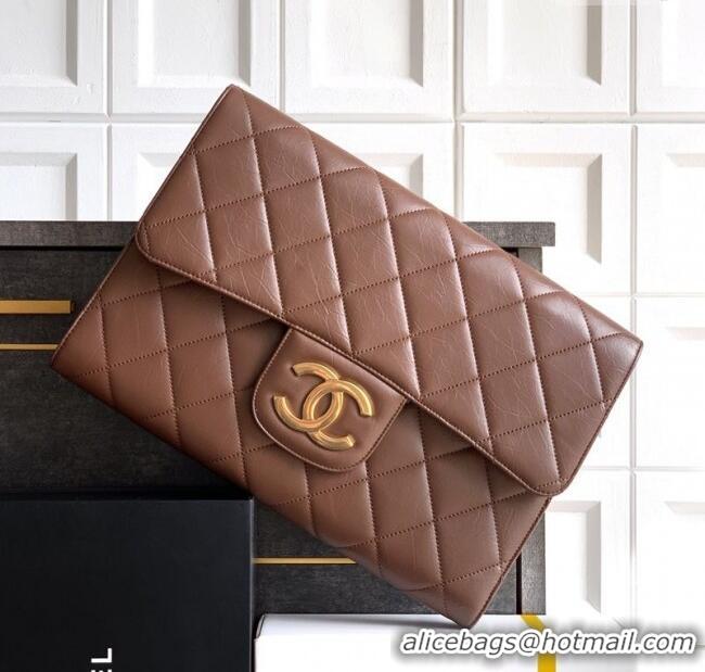 Buy New Cheap Chanel Calfskin Leather Large Clutch AP4944 Brown 2025