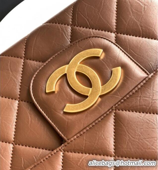 Buy New Cheap Chanel Calfskin Leather Large Clutch AP4944 Brown 2025