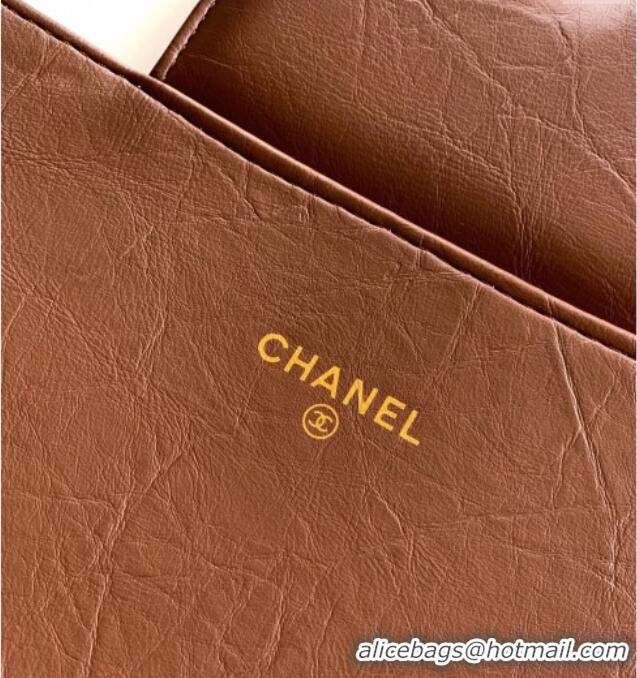 Buy New Cheap Chanel Calfskin Leather Large Clutch AP4944 Brown 2025