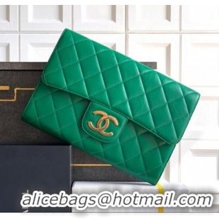 Traditional Specials Chanel Calfskin Leather Large Clutch AP4944 Green 2025
