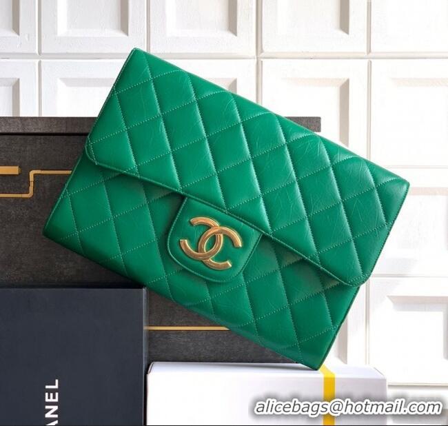 Traditional Specials Chanel Calfskin Leather Large Clutch AP4944 Green 2025