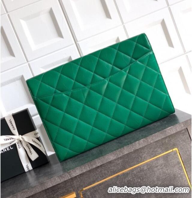 Traditional Specials Chanel Calfskin Leather Large Clutch AP4944 Green 2025