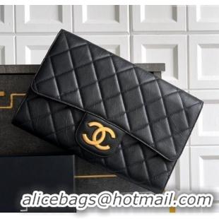 Buy Discount Chanel Calfskin Leather Large Clutch AP4944 Black 2025