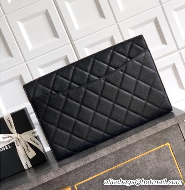 Buy Discount Chanel Calfskin Leather Large Clutch AP4944 Black 2025