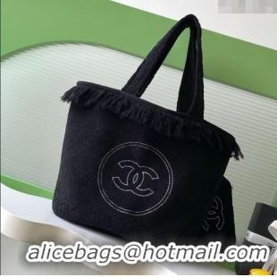 Luxury Cheap Chanel Coco Beach Bag A7567 Black 2025