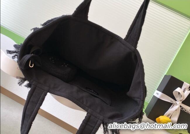 Luxury Cheap Chanel Coco Beach Bag A7567 Black 2025