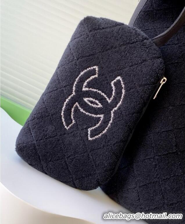 Luxury Cheap Chanel Coco Beach Bag A7567 Black 2025