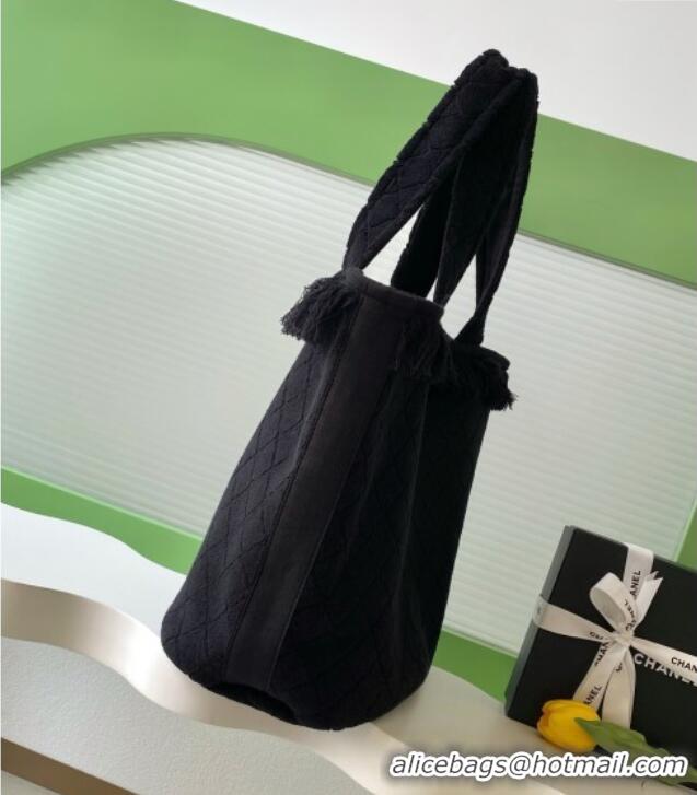 Luxury Cheap Chanel Coco Beach Bag A7567 Black 2025