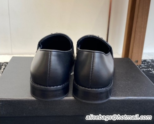 Buy Discount Chanel Calfskin Leather Flat Loafers with CC Circle Black 2025 CH103105 1031115