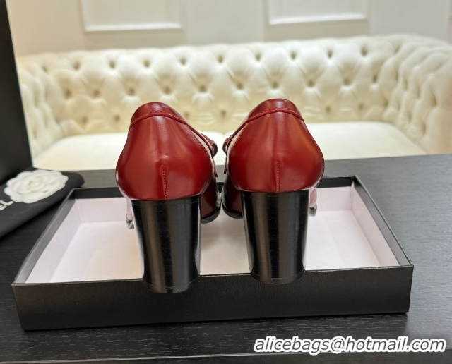Charming Chanel Shiny Lambskin Pumps with CC Foldover Red 2025 G46692 1031116