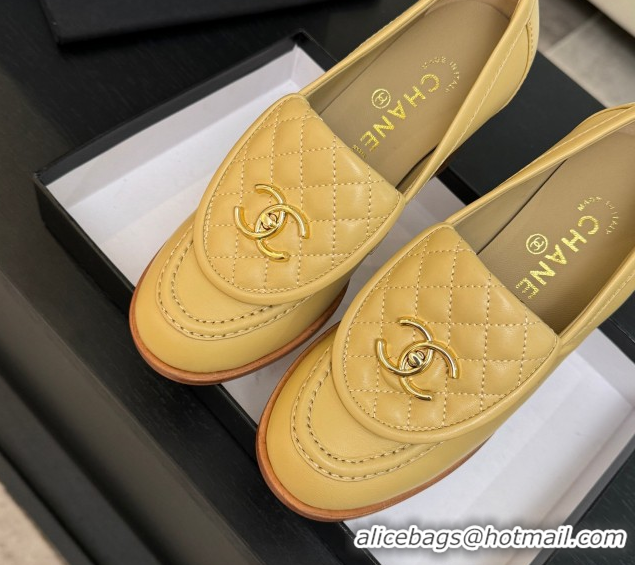 Durable Chanel Lambskin Leather Pumps with CC Foldover Beige Yellow 2025 G46692 1031117