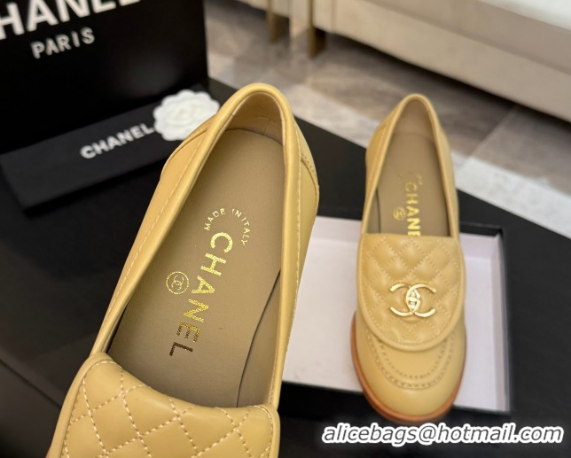 Durable Chanel Lambskin Leather Pumps with CC Foldover Beige Yellow 2025 G46692 1031117
