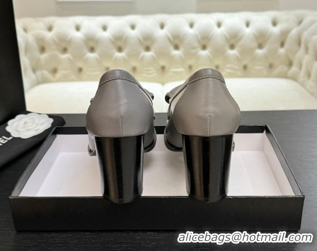 Top Grade Chanel Lambskin Leather Pumps with CC Foldover Light Grey 2025 G46692 1031118