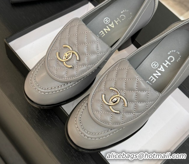 Top Grade Chanel Lambskin Leather Pumps with CC Foldover Light Grey 2025 G46692 1031118