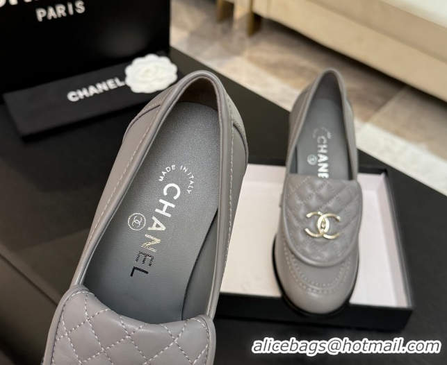 Top Grade Chanel Lambskin Leather Pumps with CC Foldover Light Grey 2025 G46692 1031118