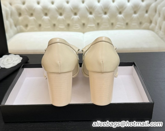 Good Quality Chanel Lambskin Leather Pumps with CC Foldover Ivory White 2025 G46692 1031119
