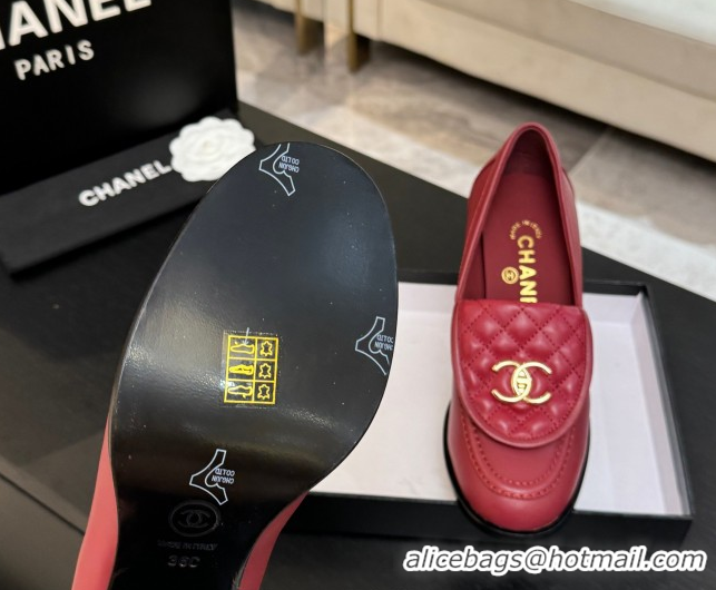Good Quality Chanel Lambskin Leather Pumps with CC Foldover Red 2025 G46692 1031120