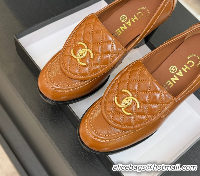 Good Looking Chanel Lambskin Leather Pumps with CC Foldover Brown 2025 G46692 1031122