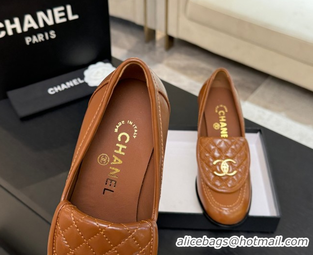 Good Looking Chanel Lambskin Leather Pumps with CC Foldover Brown 2025 G46692 1031122