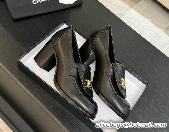 Grade Chanel Lambskin Leather Pumps with CC Foldover Black 2025 G46692 1031123