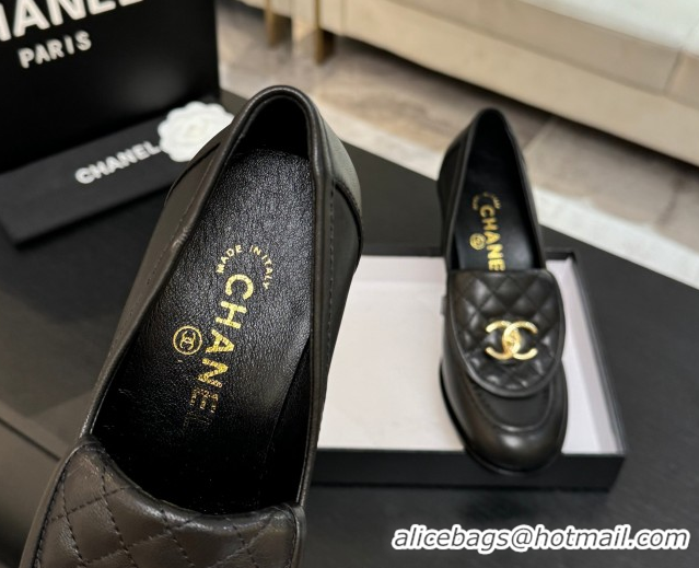 Grade Chanel Lambskin Leather Pumps with CC Foldover Black 2025 G46692 1031123
